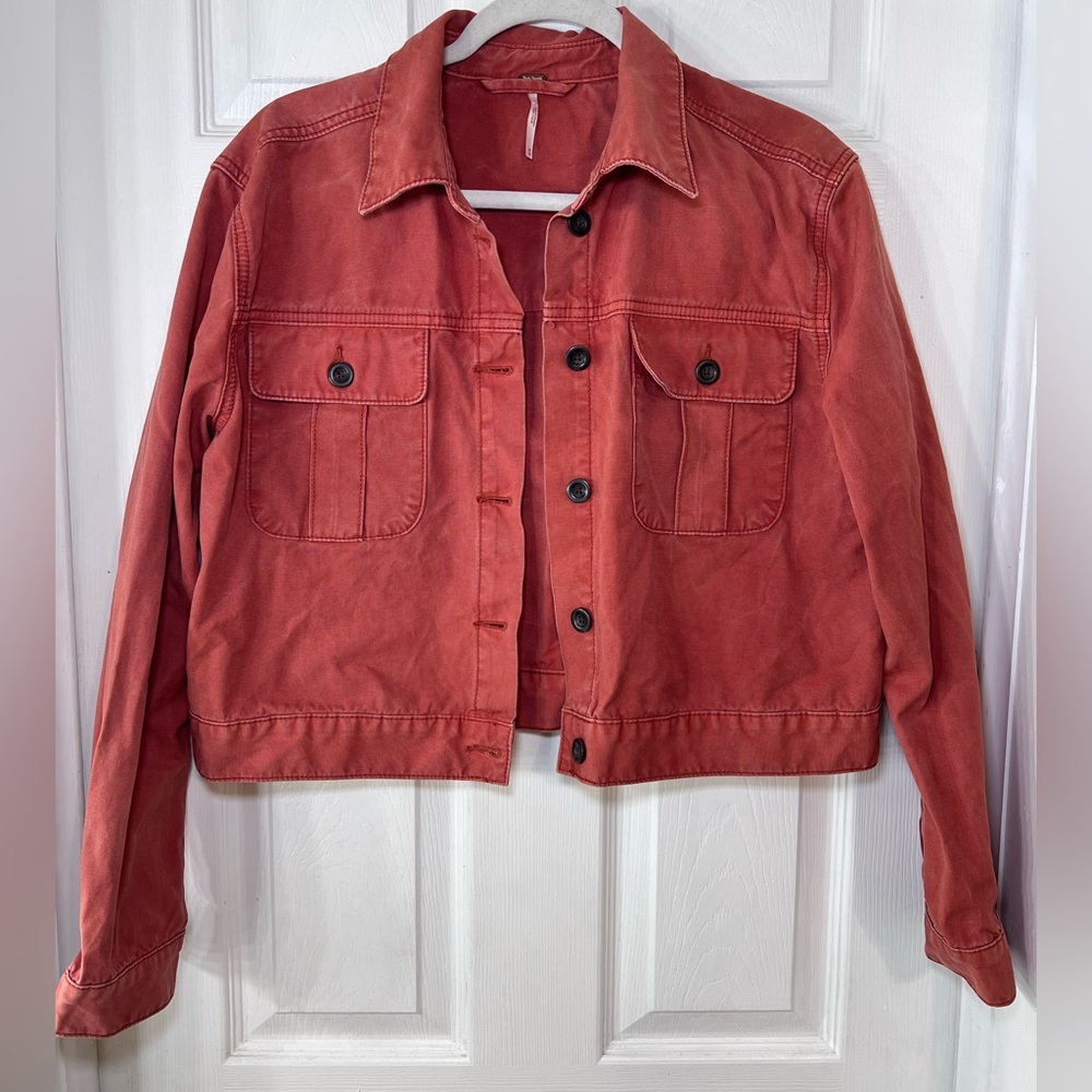 Free People Distressed Short Jacket Burnt Orange Women’s Size Medium
